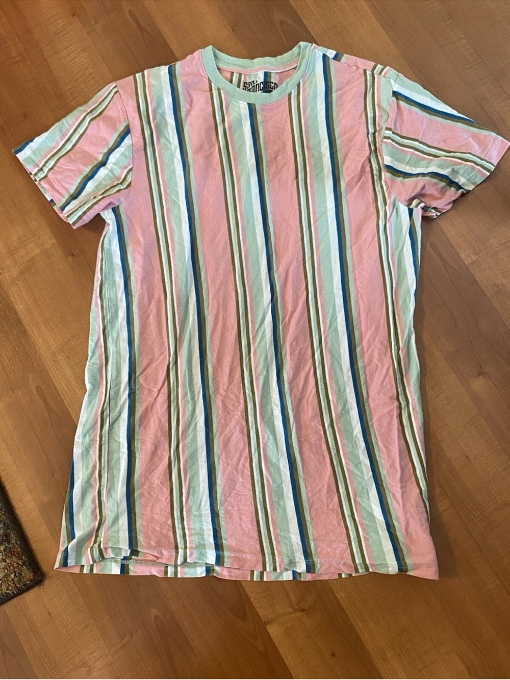 San Francisco Work Shirts Mens Large Multi Color - Striped T-Shirt Size L